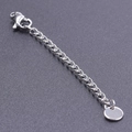 Silver stainless steel 5cm necklace extender chain with lobster clasp and round tag - S1659 Smooth Round Tag With Clasp / Silver