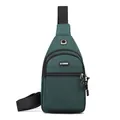 Deep forest green waterproof oxford sling bag with multi-layer zipper compartments - Style 1 (7075) / Dark Green