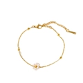 Elegant gold flower pearl bracelet with small daisy charms and adjustable lobster clasp - Pearl Flower Bracelet (TZ005) / Gold
