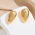 Boucles d'oreilles en or 18 carats de forme organique sur support en pierre blanche - Plaqué Or 18K / Doré