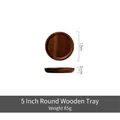 5-inch round wooden tray made of dark walnut wood with natural grain finish - 5 Inch