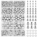 Silver metal bead set with various sizes and spacers in a 10-compartment storage box - 10-Grid Silver Spacer Beads Set