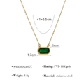 Collier en acier inoxydable plaqué or 18K avec pendentif en zircon vert élégant - Vert (SN030043-GN)