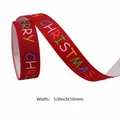 5/8 inch red grosgrain ribbon with Merry Christmas printing for gift packaging - Red with Colorful Merry Christmas (Style 6) / 1.6cm Wide x 5 Yards