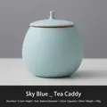 Sky blue ceramic tea canister with matte texture, minimalist style for loose tea storage - Sky Blue