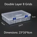 Transparent 8-compartment double-layer plastic storage box with blue buckle 23x16x6cm - Double Layer 8 Grids