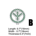 Detailed view of a silver peace sign pendant with pave-set green cubic zirconia crystals - Green Peace Sign