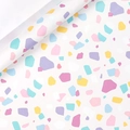 Pastel terrazzo pattern gift wrapping paper with pink, blue and yellow stone fragments - Crushed Stone Style
