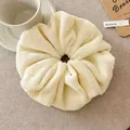 Oversized beige fleece scrunchie with 21cm diameter and high elasticity for hair - Oversized (21cm) / Beige