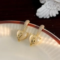 Golden heart earrings with tulip design and opal-like stones for a stylish look - E6222-925 Sterling Silver Earring Post / Gold