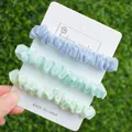 Lot de trois chouchous élastiques en tissu pastel sur carte blanche avec fond de jardin - 3 pièces Vert Macaron