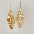 Elegant multi-layered gold metal sequin drop earrings with stylish hook design for women - Ear Hook Style / Gold