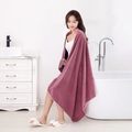 Grande serviette de bain épaisse en polaire corail violet foncé avec texture gaufrée - 90*180cm / Violet Corail