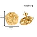 Golden irregular geometric heart stud earrings with dimensions and weight 7g details - Gold Lava Texture Geometric Style (ER-1500)