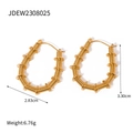 Gold-plated stainless steel spiral bamboo U-shaped earrings in 18K finish - 18K Gold Plated Spring Hoop Style(JDEW2308025)