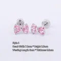 Pink butterfly stud earring with zircon in 316L gold plated steel and 0.8mm bar - (1 Piece) Platinum #3 0.8mm Thick 6mm Long / 316l Titanium Steel * Real Gold Plating * Comfortable To Wear