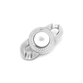 Chiusura per catena in acciaio inossidabile con perla centrale e cristalli scintillanti - Argento (KLJ8458-K)