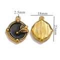 Golden and black stainless steel oil painting style pendant in 18mm by 23mm size - Oval Relief Pendant / Black