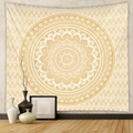 Gran tapiz de pared de mandala bohemio en oro y blanco para decoración de interiores - 73X95CM (Cepillado Transfronterizo) / GT616-2 Mandala Dorado