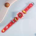 Kids quartz watch with red 3d cartoon car silicone strap and colorful dial markers - Car / Red