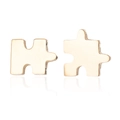Pendientes de piezas de puzzle dorados minimalistas con acabado de espejo geométrico - Dorado
