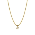 Golden snake chain necklace with sparkling diamond-set letter N pendant for women - Letter N