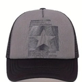Casquette trucker grise et noire avec motif étoile, filet et texte imprimé - Gris