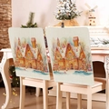 Christmas chair covers featuring watercolor gingerbread house patterns in dining room setting - Watercolor Style Gingerbread House (YT05-13)