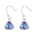 Silver triangle earrings with brilliant blue crystal pendants for a minimalist look - Silver Blue Triangle Earrings (KE105515-K)