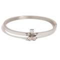 Silver flower bangle with crystal petals and polished stainless steel finish for women - Silver