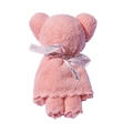 Serviette en polaire corail rose en forme d'ours avec ruban pour cadeau de mariage - Ours Rose