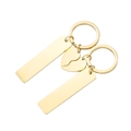 Gold stainless steel couple keychain set with heart pendants on a clean white background - Gold Set (DH075)