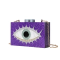 Pochette da sera in acrilico glitter viola con motivo a occhio e catena - Viola con Glitter Fini