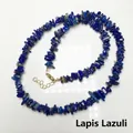 Handmade Lapis Lazuli crystal chip necklace with adjustable gold-tone lobster clasp - Lapis Lazuli