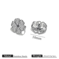 10mm stainless steel butterfly earring backs pair with detailed weight specifications - Large 10mm Heart Ring / Steel