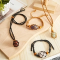 Pulseras y collares de malla tejida a mano con variadas piedras de cristal natural - Collar de Red Negra / Negro