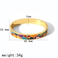Brazalete de acero esmaltado oro 18K con 10mm de ancho y especificaciones de 34g peso - Estilo de Empalme Geométrico Multicolor (TB7045)
