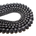Natural black volcanic lava stone round beads with porous texture for DIY jewelry making - Volcanic Rock (grade A) / 4mm Approx 93pcs