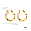 18K gold plated croissant twist hoop earrings measuring 2.3cm by 2.1cm and weighing 5.4g - XYE0062-Bamboo Textured
