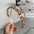 Serre-tête élégant double épaisseur en cristal champagne et strass gouttes d'eau - Goutte d'Eau Rose