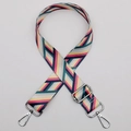 Adjustable wide replacement bag strap with colorful geometric print and silver metal hooks - No. 607 Silver Hook