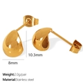 Orecchini a lobo minimalisti a goccia dorata in acciaio inossidabile lucido 8x10mm - Oro