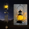 Solar moon wind chime with retro iron lantern and warm amber glow for garden decor - Pineapple Oil Lamp Wind Chime