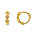 Gold hoop earrings for women featuring micro-set cubic zirconia and geometric design - Gold Row Zircon Rhombus