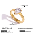 Gold plated stainless steel ring with pear cut zircon stone and waterproof finish - Size 8 (ID 1.80cm) / Gold Pear Stone (JDR0303024)