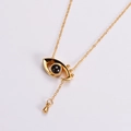 Collana dorata Angel Eye con incisione Love e pietra di proiezione nera centrale - Oro