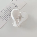 Elegant white heart-shaped hair claw clip on minimalist background with card - Heart / Cream