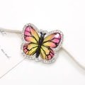 Zinc alloy colorful butterfly charm with pink-yellow gradient and white rhinestones - Pink Yellow Butterfly (D2156)