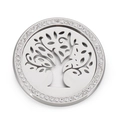 Pendente albero della vita rotondo in acciaio inox con bordo in cristallo lucido - Stile Colore Acciaio 30mm (KLJ3549-Z)