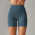 Damen Yoga-Shorts in Navyblau mit hoher Taille und elastischem, gebürstetem Stoff - XS / Dunkles Blaugrün
